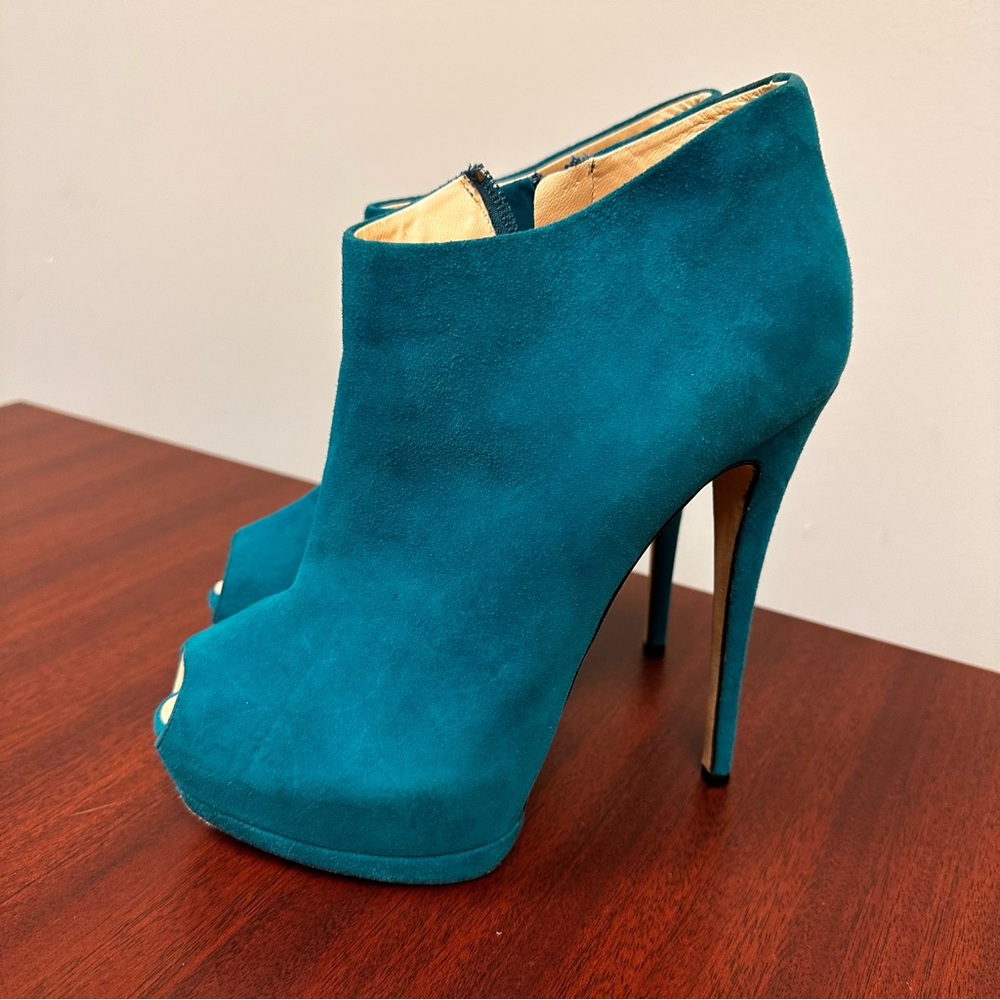 Vero‎ Cuoio Teal High Heel Ankle Boots Suede Womens Size 39 Italy Elegant Party